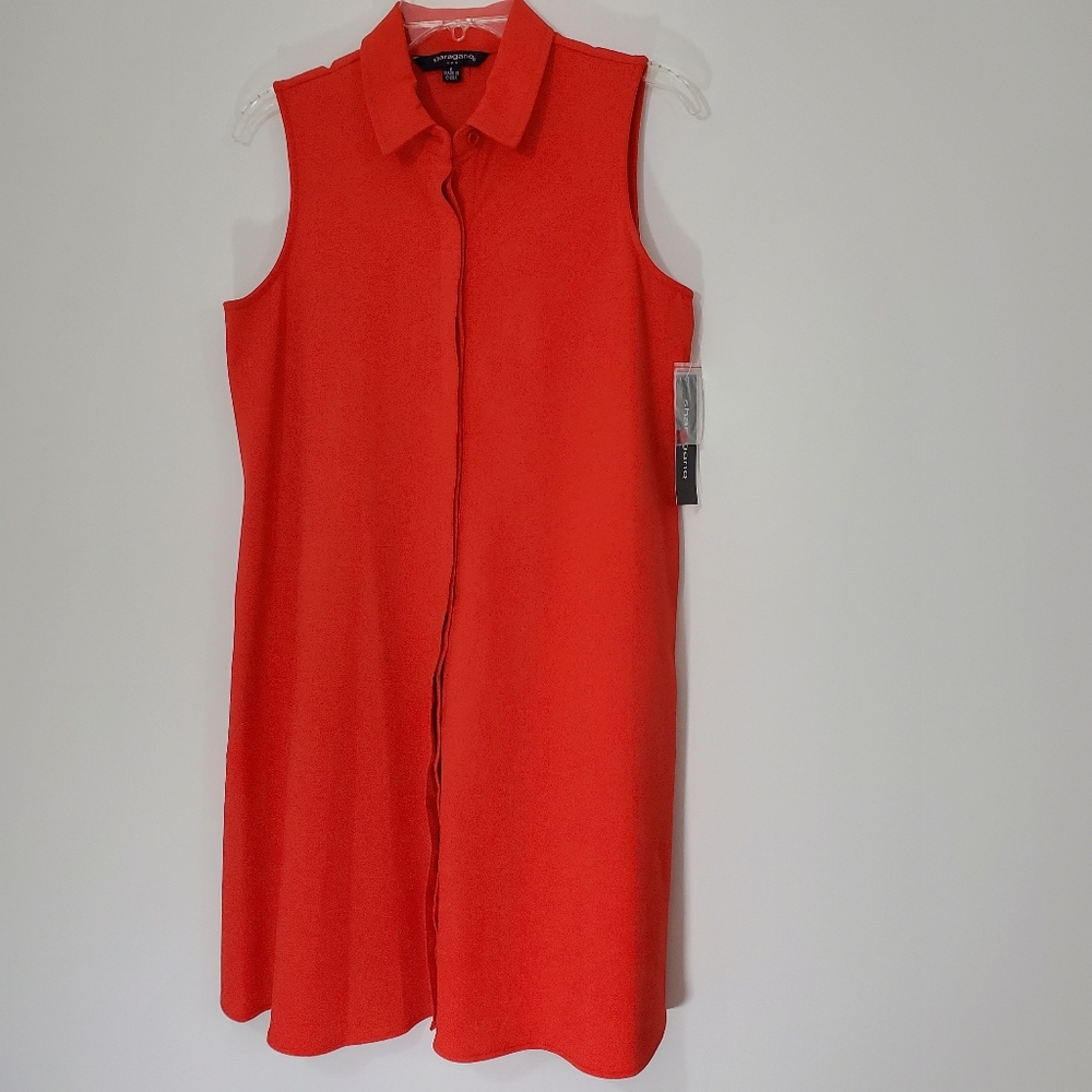 Orange button front dress By Sharagano, size 6